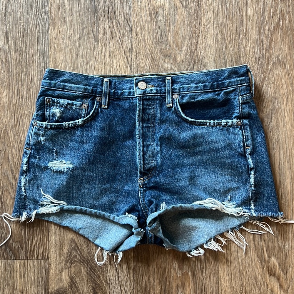 Agolde Parker Vintage Loose Fit Cutoff Shorts, size 28